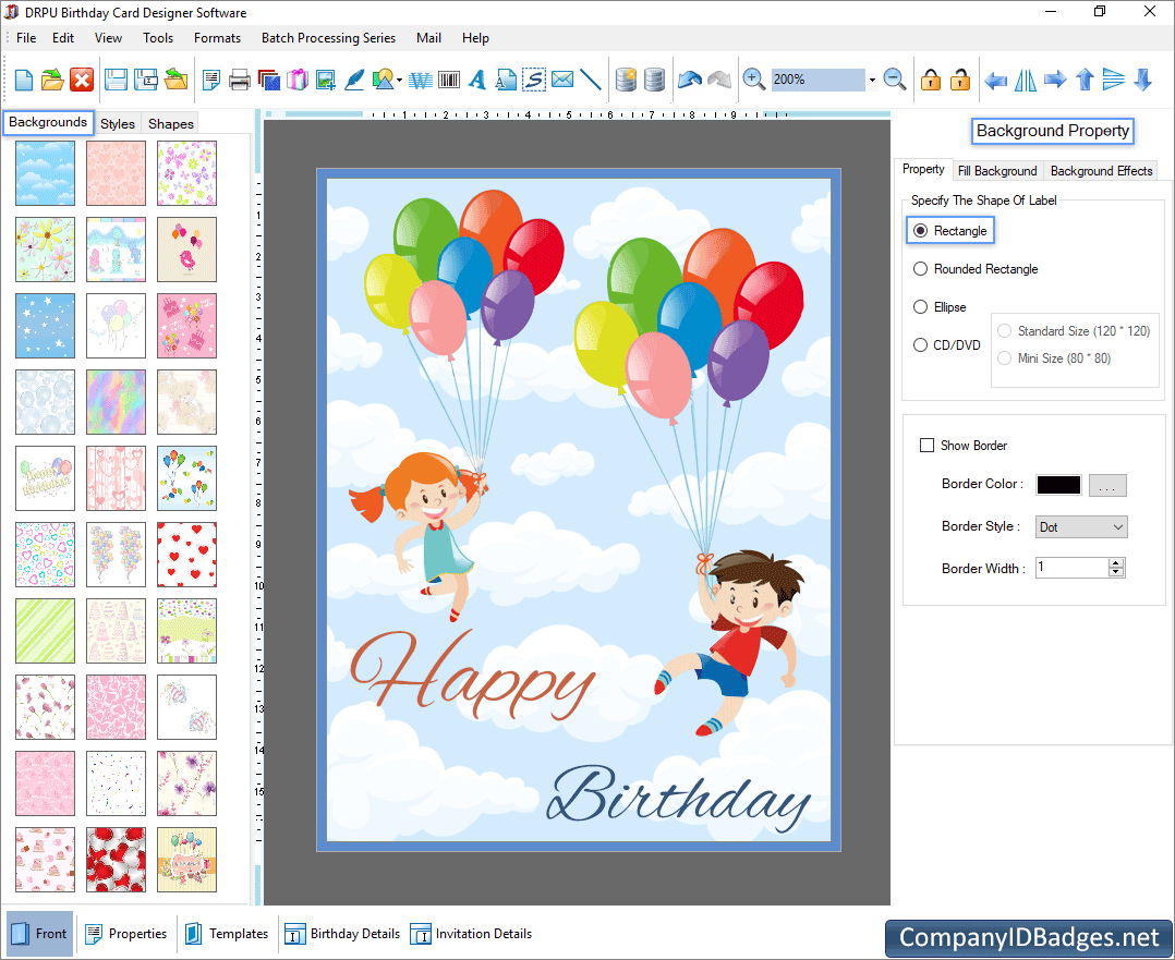 Birthday Card Designer Background Property