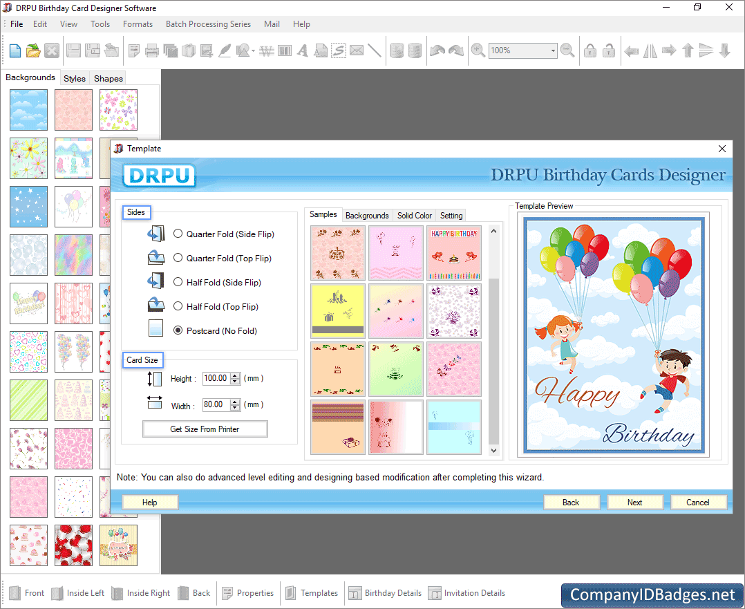 Birthday Card Designer Select Template