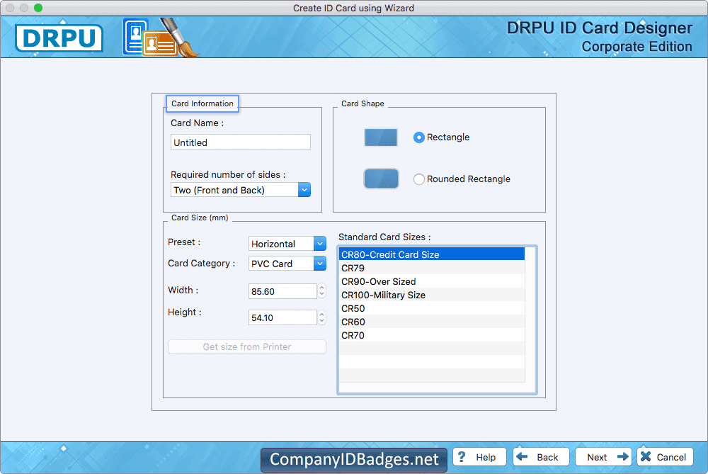 ID Card Designer Corporate Edition for Mac Card Information