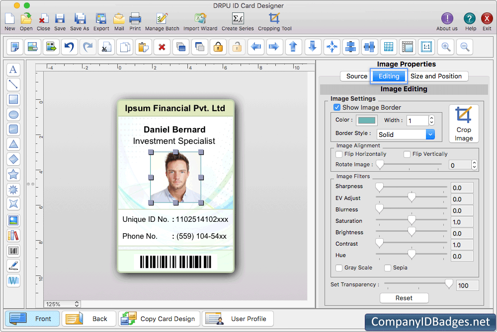 ID Card Design Iamge Properties