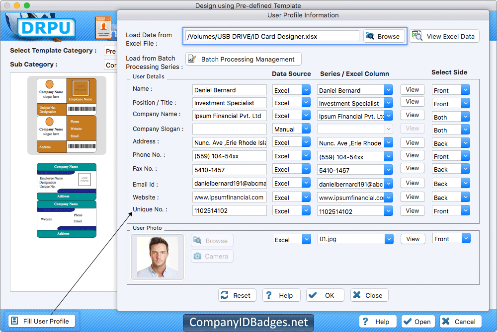 ID Card User Profile Information