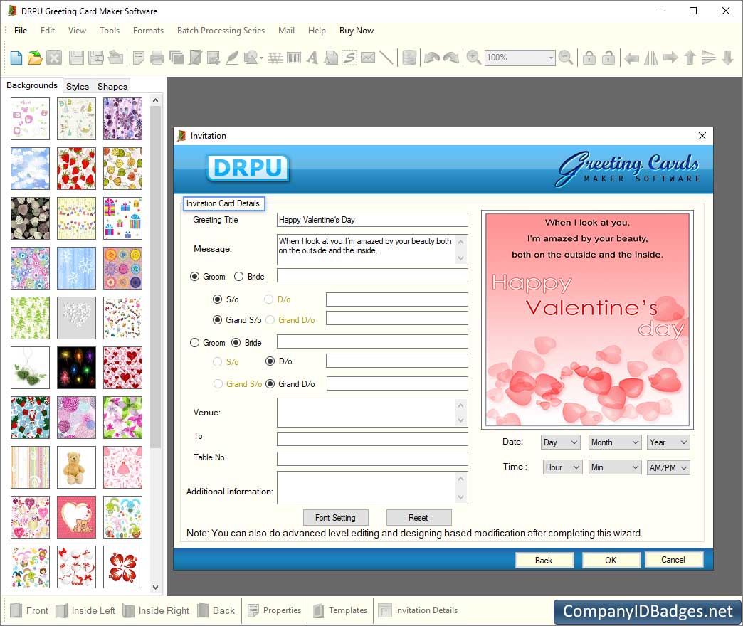 Greeting Cards Software Invitation Card Details