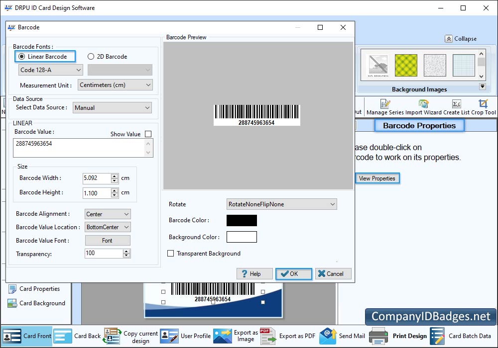 ID Card Barcode Properties