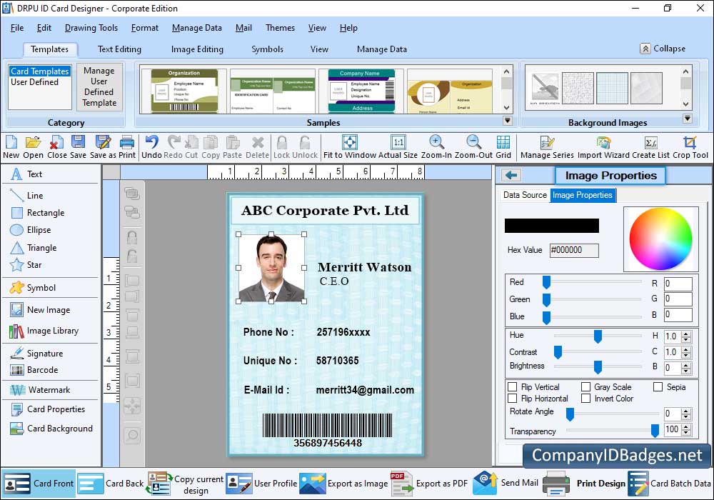 ID Cards Maker Iamge Properties