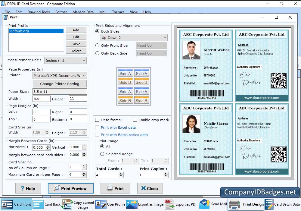 ID Cards Maker Print Preview