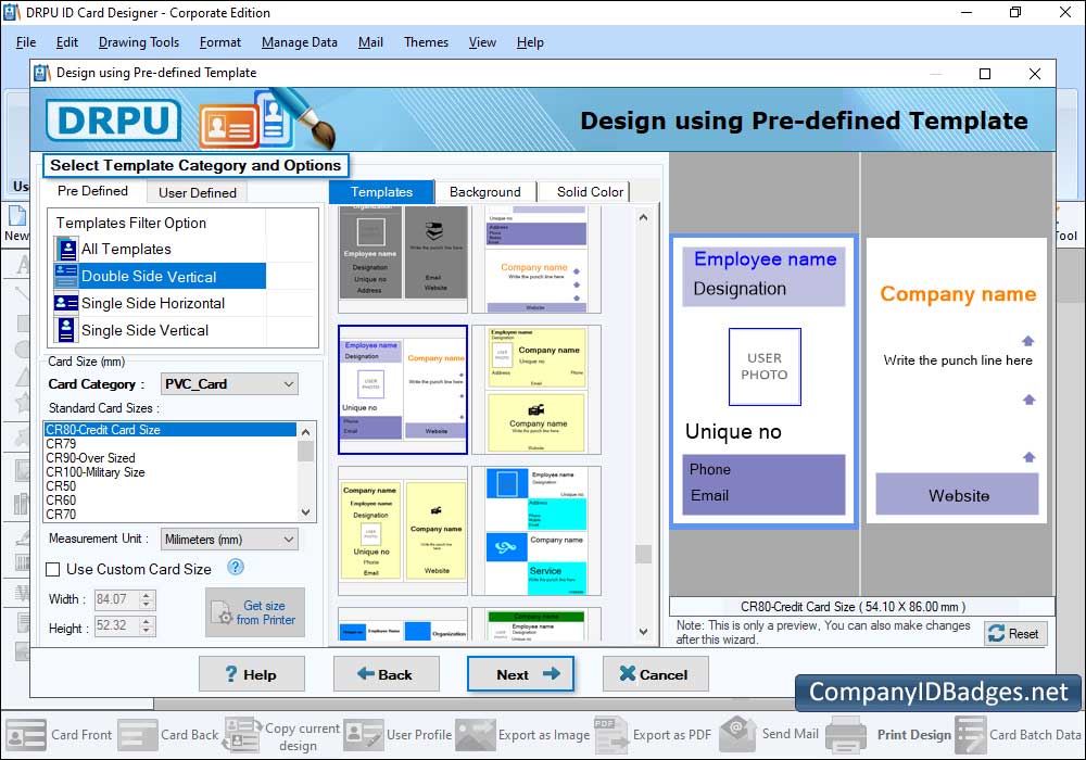 ID Cards Maker (Corporate Edition) Select Template Category